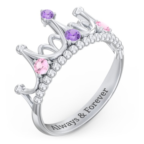 Like A Dream Tiara Ring – Sterling Silver with Pink Tourmaline and Amethyst