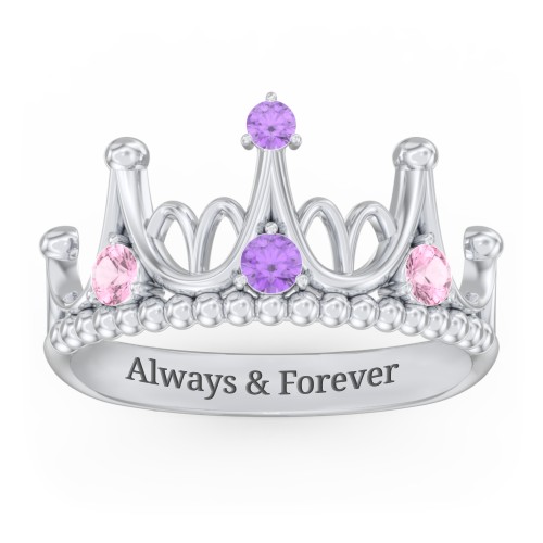 Like A Dream Tiara Ring – Sterling Silver with Pink Tourmaline and Amethyst