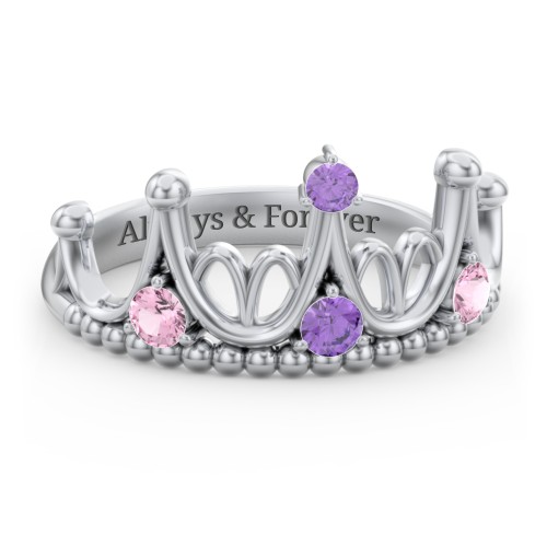Like A Dream Tiara Ring – Sterling Silver with Pink Tourmaline and Amethyst