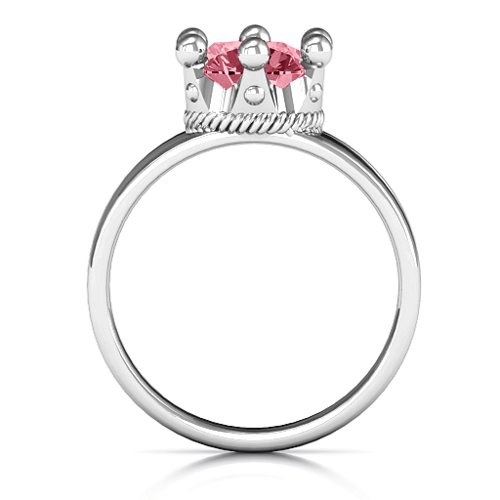 Radiant Royal Crown Ring – Sterling Silver with Red Premium Zirconia