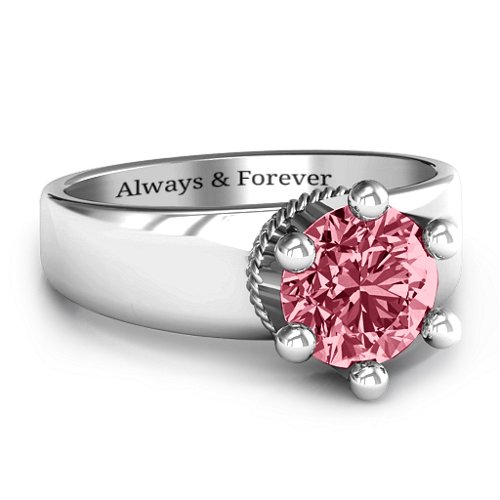 Radiant Royal Crown Ring – Sterling Silver with Red Premium Zirconia