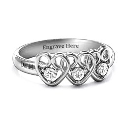 Three's Company Triple Heart Gemstone Ring