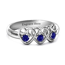 Three's Company Triple Heart Gemstone Ring