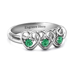 Three's Company Triple Heart Gemstone Ring