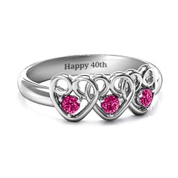 Three's Company Triple Heart Gemstone Ring