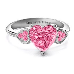 9mm Heart Brilliance Cubic Zirconia Ring with Heart-Set Accents