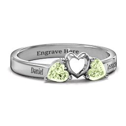 Sparkling Sweethearts Two-Stone Ring in 925 Sterling Silver with Peridot
