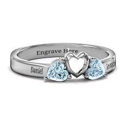 Sparkling Sweethearts Two-Stone Ring in 925 Sterling Silver with Aquamarine