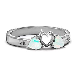Sparkling Sweethearts Two-Stone Ring in 925 Sterling Silver with Opal