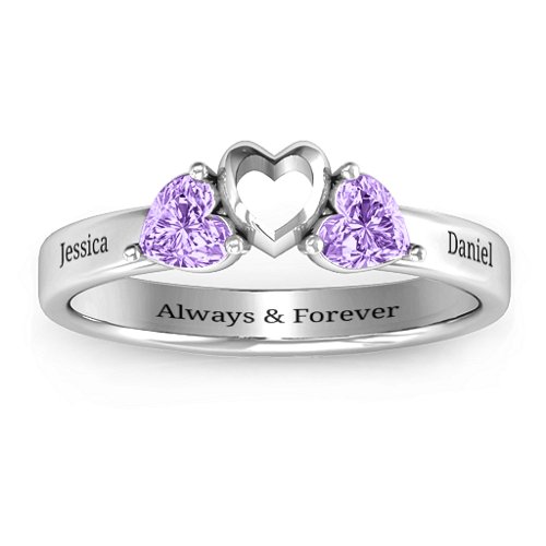 Sparkling Sweethearts Two-Stone Ring – Sterling Silver with Amethyst