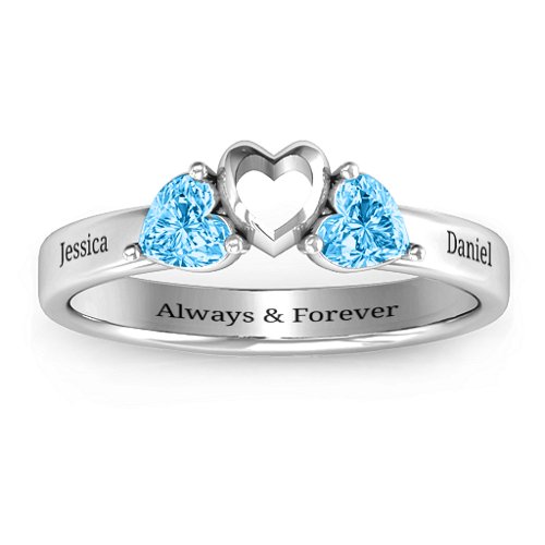 Sparkling Sweethearts Two-Stone Ring – Sterling Silver with Blue Topaz