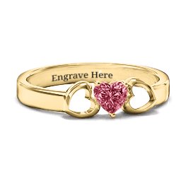 Darling Heart Wraparound Ring in 14K Solid Yellow Gold with Red Premium Zirconia, Amethyst Premium Zirconia, and Amethyst