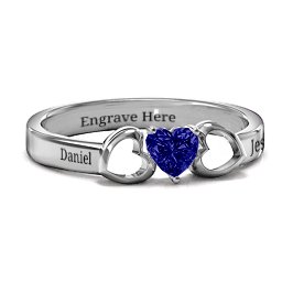 Darling Heart Wraparound Ring in 925 Sterling Silver with Blue Sapphire, Amethyst Premium Zirconia, Red Premium Zirconia, and Amethyst