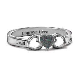 Darling Heart Wraparound Ring in 925 Sterling Silver with Alexandrite, Amethyst Premium Zirconia, Red Premium Zirconia, and Amethyst