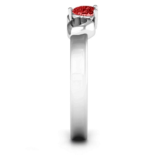 Darling Heart Wraparound Ring – Sterling Silver with Garnet
