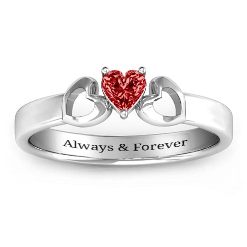 Darling Heart Wraparound Ring – Sterling Silver with Garnet