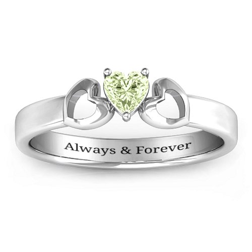 Darling Heart Wraparound Ring – Sterling Silver with Peridot