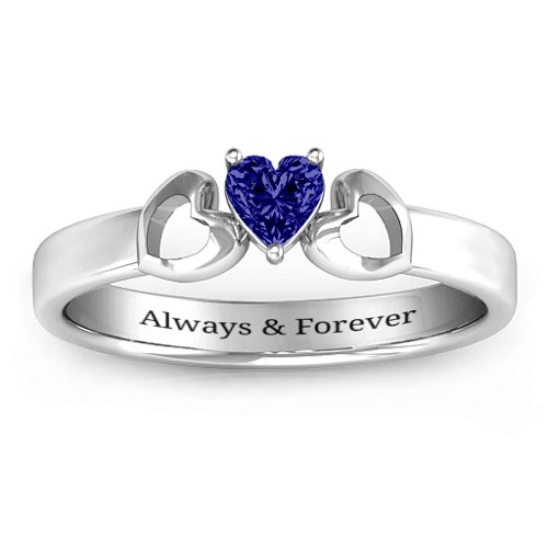 Darling Heart Wraparound Ring – Sterling Silver with Blue Sapphire