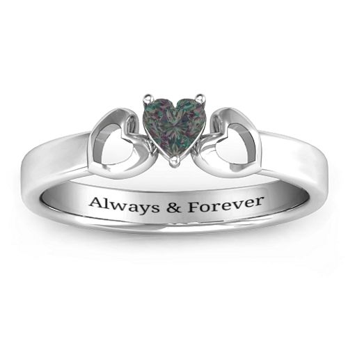 Darling Heart Wraparound Ring – Sterling Silver with Alexandrite