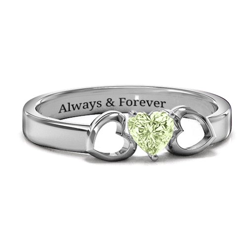 Darling Heart Wraparound Ring – Sterling Silver with Peridot