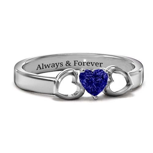 Darling Heart Wraparound Ring – Sterling Silver with Blue Sapphire