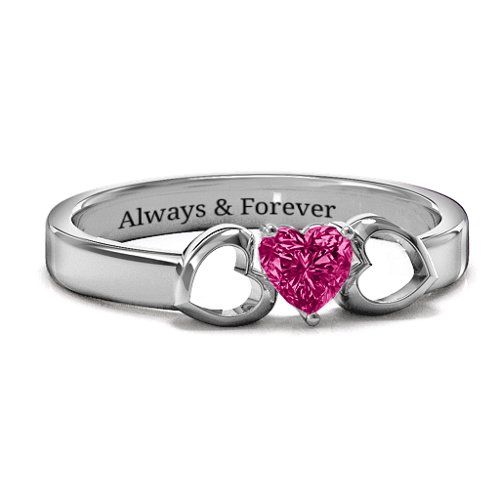 Darling Heart Wraparound Ring – 10K White Gold with Ruby