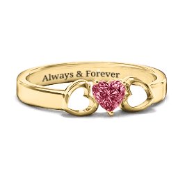 Darling Heart Wraparound Ring in 10K Solid Yellow Gold with Red Premium Zirconia, Amethyst Premium Zirconia, and Amethyst