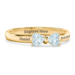Adorable Bow Ring in 18K Gold Plated Silver with Aquamarine