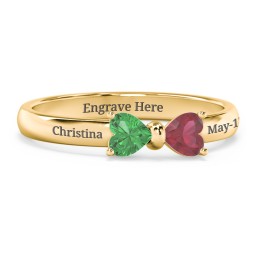 Adorable Bow Ring in 18K Gold Plated Silver with Emerald and Ruby