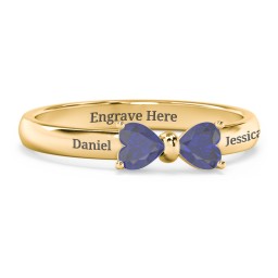 Adorable Bow Ring in 18K Gold Plated Silver with Blue Sapphire