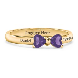 Adorable Bow Ring in 18K Gold Plated Silver with Amethyst