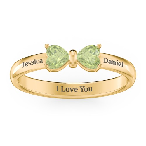 Adorable Bow Ring – 18K Gold Plated Silver with Peridot
