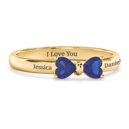 Adorable Bow Ring – 18K Gold Plated Silver with Blue Sapphire