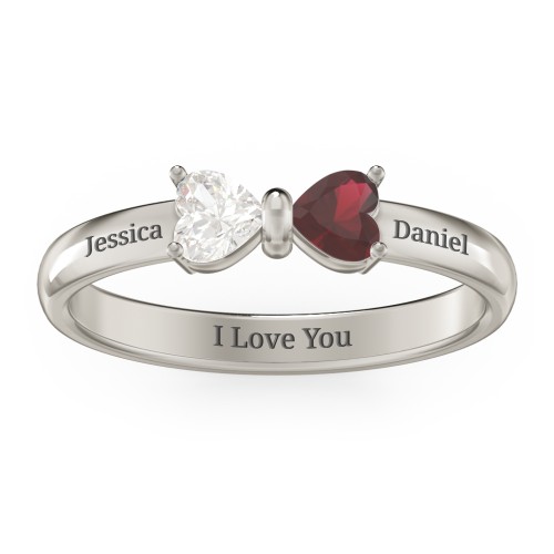 Adorable Bow Ring – 10K White Gold with Cubic Zirconia and Garnet