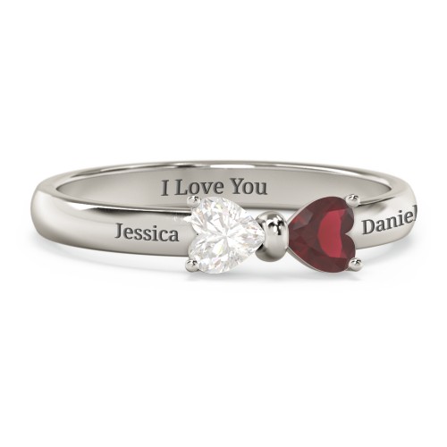 Adorable Bow Ring – 10K White Gold with Cubic Zirconia and Garnet