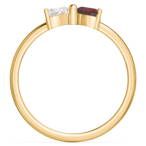 Adorable Bow Ring – 10K Yellow Gold with Cubic Zirconia and Garnet