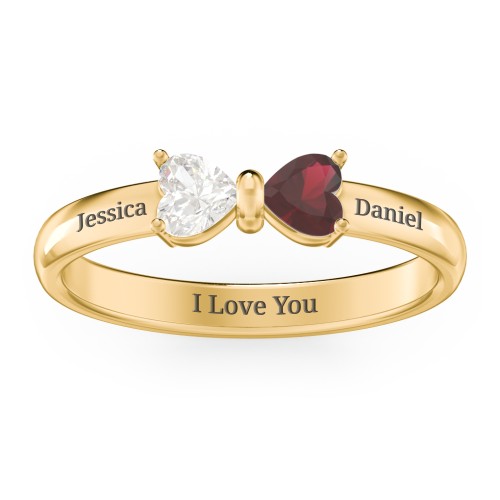Adorable Bow Ring – 10K Yellow Gold with Cubic Zirconia and Garnet