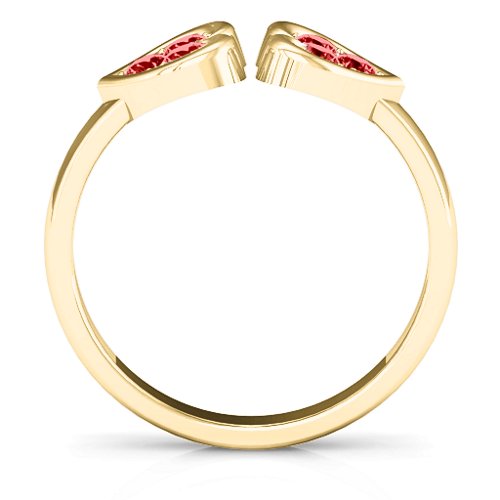 Heart To Heart Wraparound Ring – 14K Yellow Gold with Garnet