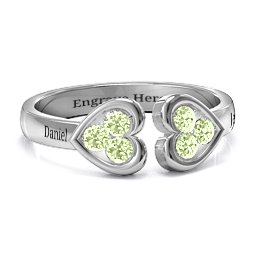Heart To Heart Wraparound Ring in 925 Sterling Silver with Peridot