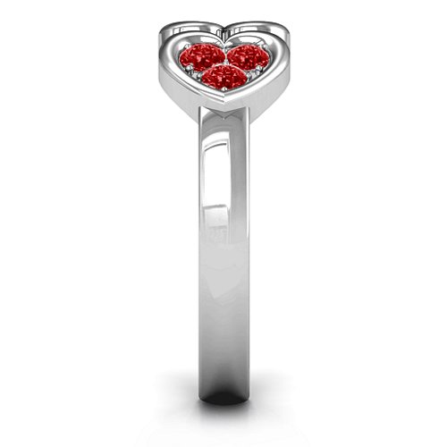 Heart To Heart Wraparound Ring – Sterling Silver with Garnet