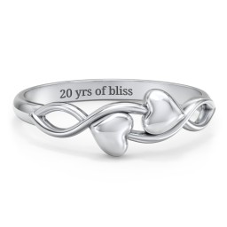 Engravable Initial Heart and Infinity Ring