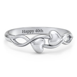 Engravable Initial Heart and Infinity Ring