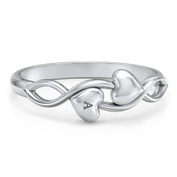Engravable Initial Heart and Infinity Ring