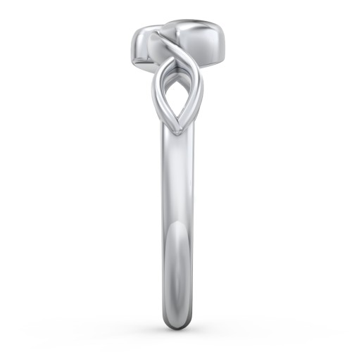 Engravable Initial Heart and Infinity Ring – 10K White Gold