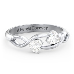 Heavenly Hearts Ring with Heart Birthstones in 925 Sterling Silver with Diamond