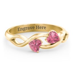 Heavenly Hearts Ring with Heart Birthstones