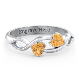 Heavenly Hearts Ring with Heart Birthstones