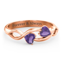 Heavenly Hearts Ring with Heart Birthstones