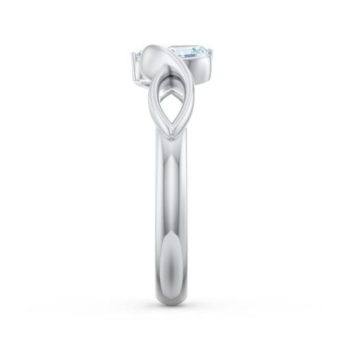 Heavenly Hearts Ring with Heart Birthstones – Sterling Silver with Aquamarine