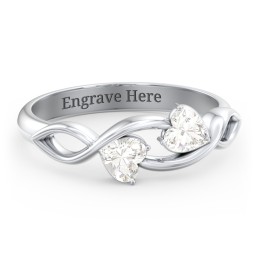 Heavenly Hearts Ring with Heart Birthstones in 925 Sterling Silver with Cubic Zirconia